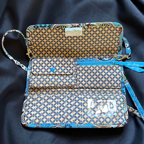 Vera Bradley 2009 Bali Blue Sleek Wallet Crossbody Clutch Purse - Picture 3 of 14
